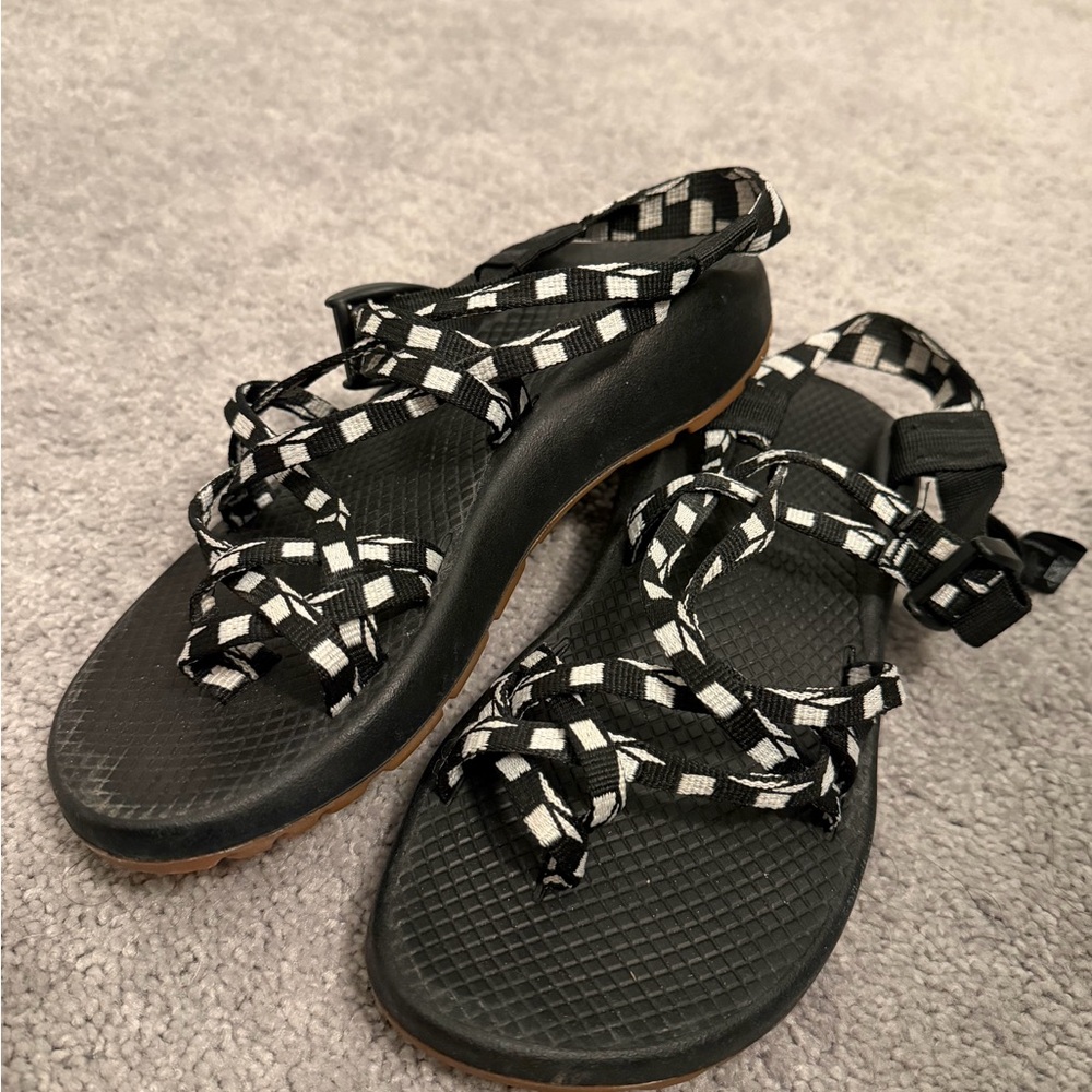 Chaco Black and White Strappy Outdoor Sandals